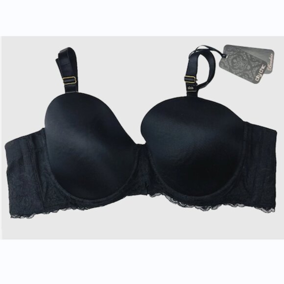 City Chic Black Pink Push-Up Bra 42B Strapless Optional NWT - Picture 4 of 11